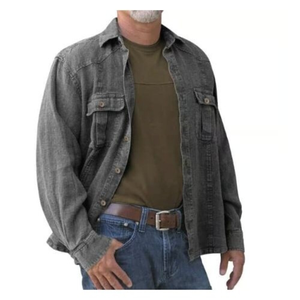 DASH Hemp Santa Cruz Men's XL Zayante Western Charcoal Woven Shirt